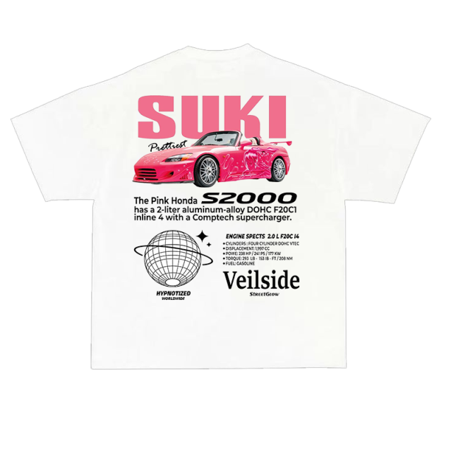 T-shirt suki biały - nadruk na plecach